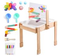 Youuys Children's Sensory Table,Outdoor Wooden Multifunctional Sand and Water Play Table Tray for Children Toddlers with Variety of Toys,Beach Simulation Games Kids Toys for Garden Outdoor
