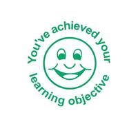 You've Achieved Your Learning Objective. Self-Inking, 22mm, Reinkable, Quality Stamper for Marking/Assessment. Green Ink