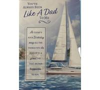 You're Just Like A Dad to Me Happy Birthday Card White/Red/Blue Yacht Foil Detail(PH48396)
