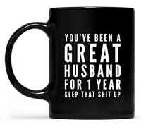 You've Been A Great Husband for 1 Year Keep That S Up Gift Mug Coffee Mugs Novelty Coffee Cup Double Side Printed Ceramic Tea Mug for Mom Dad Friend Wife Husband Gift 11oz