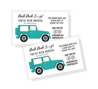 You've Been Ducked Tags | 50 Pack | 3.5 x 2" business card size Duck Duck Tag | Duck Duck Ducking | Teal Blue SUV Design