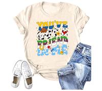 You've Got A Friend in Me Shirt Women Funny Letter Print Friends Tee Casual Vacation Holiday Graphic Tops, Apricot, M