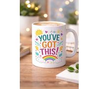 You've Got This Motivational Mug, White Ceramic, Rainbow Design, Inspirational Quote, Coffee Cup