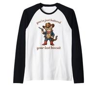 You've Just Buttered Your Last Biscuit Funny Cute Cowboy Cat Raglan Baseball Tee