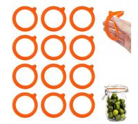 YouXunGS 12 PCS Silicone Seals for Kilner Jars, Airtight Leakproof Replacement Gaskets Rings for Glass Clip Top Storage Jars, Orange