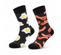 YouXunGS Bacon & Eggs Odd Crew Socks, Fun Breakfast Themed Socks for Men Women Boys Girls, Size 6-11, Unique Novelty Gift