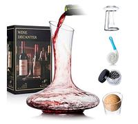 YouYah 100% Crystal Wine Decanter Set with Stand, Stopper, Brush and Beads - Red Wine Carafe - Hand-blown - Gift and Accessory