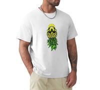 youyasi Retro Upside Down Pineapple Sunglasses Party T-Shirt White XL