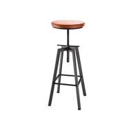 Youyijia 1pcs Industrial Bar Stool Adjustable Metal Swivel Chairs Round Wooden Seat Industrial Retro Barstools Vintage Tall Dining Chair for Kitchen Pub Counter Home