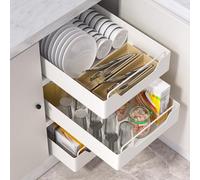 Youyijia 1PCS Pull Out Cabinet Organise Kitchen Cupboard Organiser Modern Adjustable Cupboard Organiser No Drilling and Nailing Required White 42 * 25 * 6.8CM