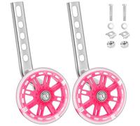 Youyijia 2 Pack Cycling Training Wheels Mute Flash Kids Bike Stabilisers Support Wheels for 12 14 16 18 20 Inch Bicycle Pink