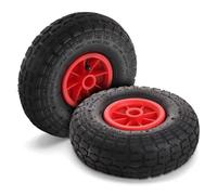 Youyijia 2 Pcs Wheelbarrow Wheel 10" Pneumatic Tyre 3.5/3.0-4 Rubber Puncture Proof Wheel 20mm Axle Shaft Heavy Duty Replacement Wheel for Sack Truck Cart