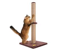 Youyijia 2-Tier Cat Scratching Post 30X30X62CM Vertical Full Scratcher Sisal Cat Tree with Carpet Covered Heavy Base Natural Sisal Cats Activity Center Vertial Tree for Kittens and Adult Cats (Brown)