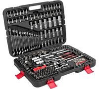 Youyijia 215 Pcs Mechanic Tool Set, Professional Socket Set with 1/4", 3/8",1/2" Drive Ratchets, Wrenches, Spanners Bits, Chrome Vanadium Steel Auto Repair Tool Kit with Storage Case for Car
