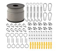 Youyijia 2mm Heavy Duty Garden Wire Rope Kit 50M Stainless Steel Cable for Climbing Plants Trellis & Outdoor Lighting PVC Coated 304 Steel Wire with Turnbuckles Thimbles & Crimping Sleeves