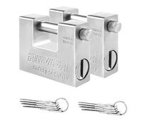 Youyijia 2PCS Container Padlock 94mm Heavy Duty Padlock Lock Waterproof 10 Keys for Garage Warehouse Shipping, Container, Garage, Shed, Motorbike, (Silver)