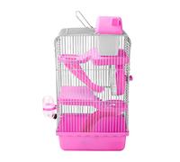 Youyijia 3 Tiers Hamster Cage 23 x 17 x 44cm Large Hamster Cage Castle Gorgeous Mouse Cage for Hamsters Mice (Pink)
