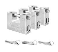 Youyijia 3PCS Container Padlock 94mm Heavy Duty Padlock Lock Waterproof 15 Keys for Garage Warehouse Shipping, Container, Garage, Shed, Motorbike, (Silver)