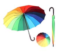 Youyijia 45inch Rainbow Umbrella Windproof 16 Rib Large Golf Umbrella - Durable Long Handle Straight Anti-UV Umbrella with Reinforced Canopy - Manual Big Parasol for Adult Men Women