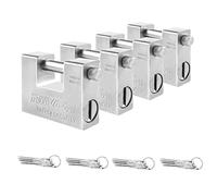 Youyijia 4PCS Container Padlock 94mm Heavy Duty Padlock Lock Waterproof 20 Keys for Garage Warehouse Shipping, Container, Garage, Shed, Motorbike, (Silver)