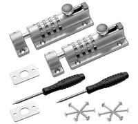 Youyijia Combination Bolt Lock, 4-Digit Weatherproof Keyless Entry Lock, 120mm Thick Solid Zinc Alloy Door Latch for Wooden Gates, Shed, Bedroom, Garage & Fence (Silver 2pcs)