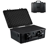 Youyijia Flight Case, Black Lockable Carrying Case for Measurement Instruments, 44x34.5x18cm Portable Aluminium Case Protective Safe Storage Toolbox with Cubed Foam Insert and Lid Foam