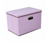 Youyijia Foldable Storage Box 45x30x30cm with Lids - Collapsible Fabric Cube Organizer for Home Office, Clothes, Towels, Books (Purple)