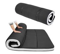 Youyijia Futon Mattress Japanese - 10cm Thick Foldable Floor Mattress Topper, Tatami Sleeping Pad Portable Guest Bed with Storage Bag for Car, Dormitories, Couch Home, Camping (Black, Double)