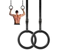 Youyijia Gymnastic Rings with Straps and Metal Buckles Pull Up Ring Exercise Suspension Trainer Non-Slip Gym Ring Fitness Training Equipment for Adults Kids
