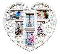 Youyijia Heart Shape Photo Frame 6 Photos 3d Large Hanging Heart Shape Collage White Multi Picture Frames For Wall Wedding Lover Gift Home Decor