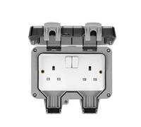 Youyijia Outdoor Socket 13Amp Waterproof Double Socket IP66 Plug Socket Box Weatherproof Switched Power Socket Wall Electrical Socket Box