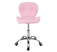 Youyijia Padded Office Chair Adjustable Desk Chair Computer Chair with Wheels and Lift Chrome Legs for Home Bedrooms Pink