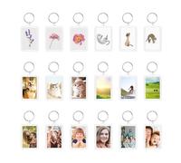 Youyijia Photo Keyring 100 Pieces Blank Photo Keyrings Double Sided Blank Insert Keychain Acrylic Clear Photo Key Rings with Split Ring for Craft Lobster Clasps Swivel Clips Key Chain for Men