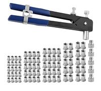 Youyijia Rivet Nut Gun Set Professional Heavy Duty Hand Riveter Setter Kit with Interchangeable Mandrels Metric M3 M4 M5 M6 M8 86Pcs Threaded Effortless Rivet