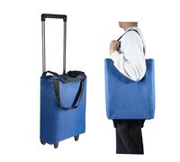 Youyijia Shopping Trolley on Wheels Foldable Trolley Bags with Telescopic Handle Reusable Water Proof Trolley Bag 2 in 1 Shopping Trolleys Suitable for Shopping Supermarkets and Travel Blue