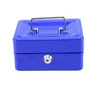 Youyijia Small 6 Inch Cash Box Portable Metal Money Box With Lock Cash Safe Box Petty Cash Tin for Kids (Blue)