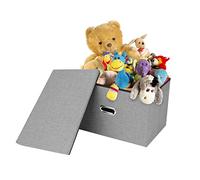 Youyijia Storage Box 45x30x30cm Foldable Collapsible Fabric Cubes with Handles and Lids - Large Organizing Baskets for Home Office, Clothes, Towels, Books (Gray)