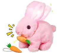 YOUYIKE Bouncing Rabbit Luminescence Voice Interactive Realistic Rabbit Toy Hoping Plush Rabbit that Moves Cuddly Toy Easter (Luminous Rabbit Pink)