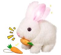 YOUYIKE Bouncing Rabbit Luminescence Voice Interactive Realistic Rabbit Toy Hoping Plush Rabbit that Moves Cuddly Toy Easter (Luminous Rabbit White)