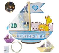 YOUYIKE Christening Gifts for Boys and Girls with LED Fairy Lights, Birth Christening Money Gift, Christening Gift Boy Girl (Sky Blue)