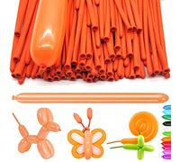 YOUYIKE Modelling Long Balloons, 100 pcs Orange Magic Balloons, Modelling Balloon Kit, Long Balloon for Creative Fun, for Arch Birthday Wedding Clown Decoration Christmas Party