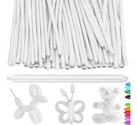 YOUYIKE Modelling Long Balloons, 100 pcs White Magic Balloons, Modelling Balloon Kit, Long Balloon for Creative Fun, for Arch Birthday Wedding Clown Decoration Christmas Party