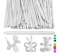 YOUYIKE Modelling Long Balloons, 50 pcs White Magic Balloons, Modelling Balloon Kit, Long Balloon for Creative Fun, for Arch Birthday Wedding Clown Decoration Christmas Party