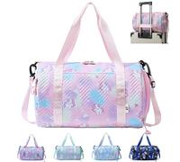 YOUYIKE Small Gym Bag for Girls, Unicorn Travel Bags, Swim with Shoes Compartment & Waterproof Pocket, Waterproof Dance Bag, for Girls Fitness Workout, Travel, Dance, Ballet, Swim, Pink