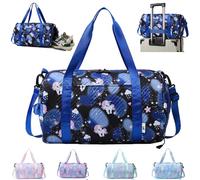 YOUYIKE Small Gym Bag for Girls, Unicorn Travel Bags, Swim with Shoes Compartment & Waterproof Pocket, Waterproof Dance Bag, for Girls Fitness Workout, Travel, Dance, Ballet, Swim, Black