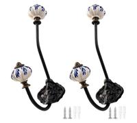 YOUYIMEI Wall Mounted Coat Rack, Coat Hooks for Wall 2 Pack Country Vintage Ceramic Hook Heavy Duty Pumpkin Head Coat Hook Curtain Hook Rack Garden Double Hook