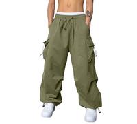 YOUYING Men's Baggy Cargo Pants Drawstring Elastic Waist Casual Parachute Pants Loose Fit Hip Hop Hiking Trousers Streetwear, B# Army Green, XXL