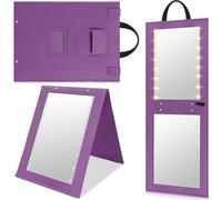 Youyole 1 Pack Foldable Mirror Portable Full Length with Light 31.5x11.8 Inch Hanging Folding Mirror for Backstage Dancers Travel Home Fitness Spa Gift(Purple)