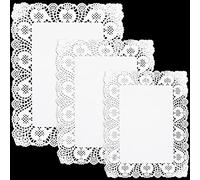 Youyole 150 Pcs Assorted Sizes Paper Doilies for Food 3 Sizes White Lace Rectangle Paper Doilies for Table Wedding Birthday Cakes Desserts Food Decoration, 10.24 x 7.48 Inches