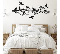 Youyole 5 Pcs Metal Bird Wall Art Birds on The Branch Wall Decor Black Metal Wall Art Decor Leaves Hanging Bird Ornament Silhouette for Indoor Outdoor Home Office Balcony Garden Decor